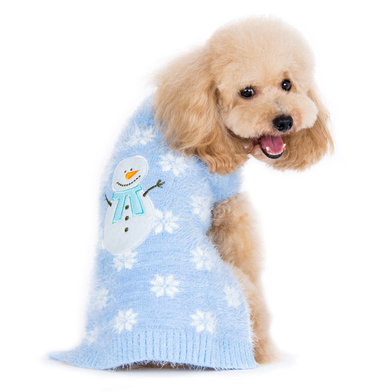 Blue Snowman Dog Sweater