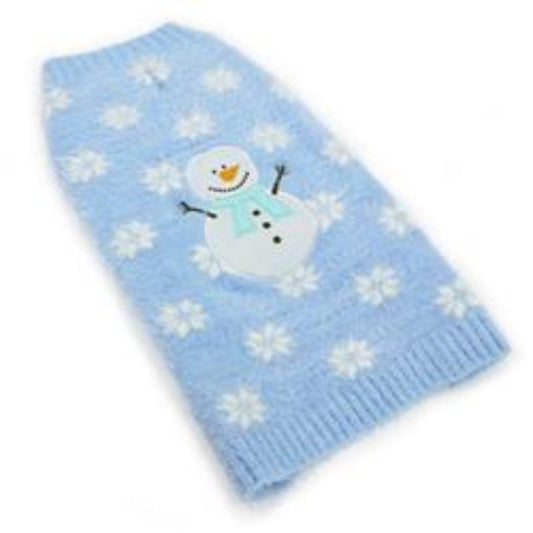 Blue Snowman Dog Sweater