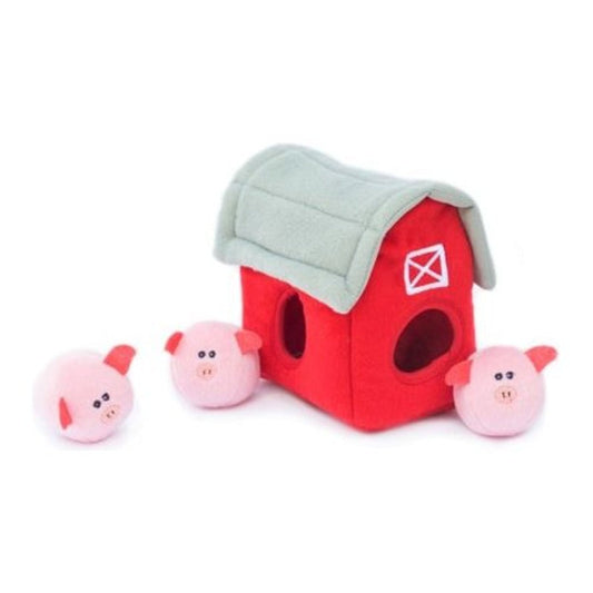 Barn with Pig Bubble Babies Burrow Dog Toy