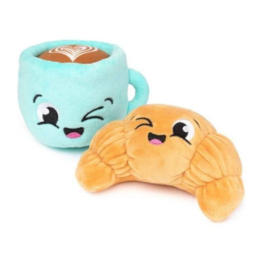 Croissant & Cappuccino Squeaky Plush Dog Toy Set - 2pk