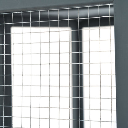 Grey Pine Wood Outdoor Cat House with Shelves and Weather