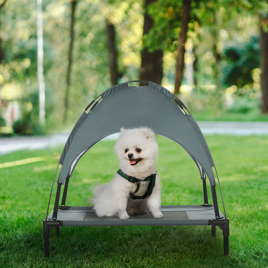 30" Elevated Outdoor Dog Bed with Canopy - Grey