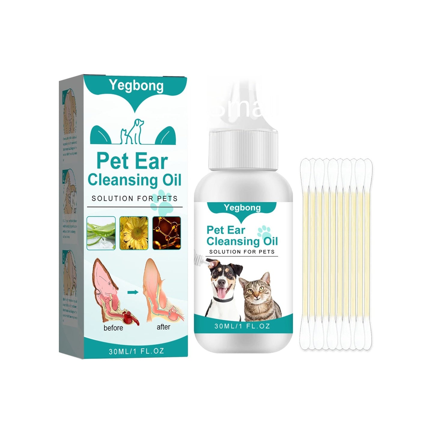 Pet Ear Cleaning Oil for Cats and Dogs - Cleansing, Deodorizing, and Removing Mites from Ears