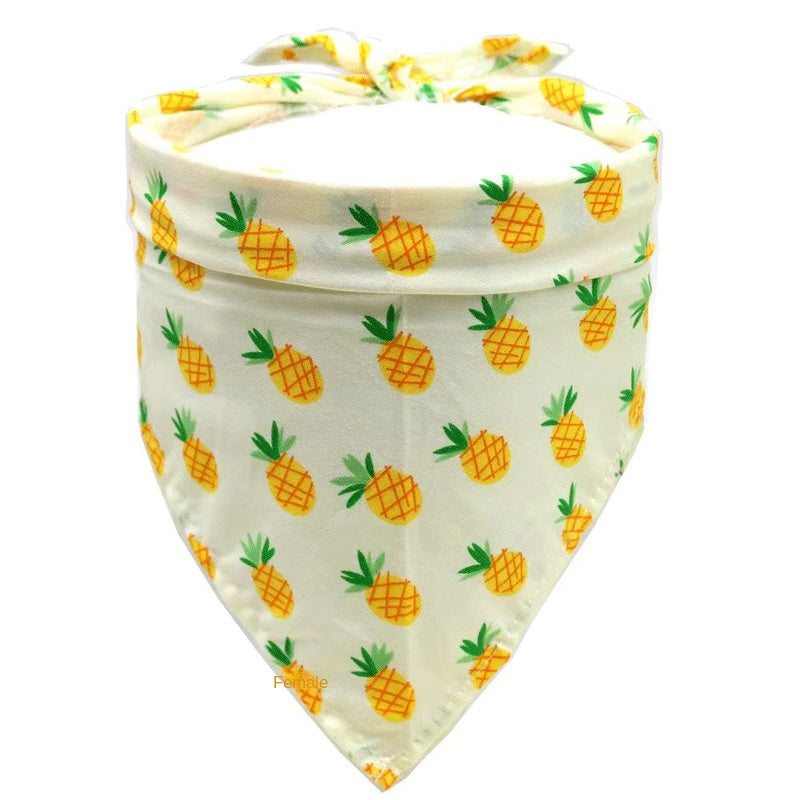Pet Accessories Summer Pet Drool Towel Fruit Style Pet Scarf Pure Cotton Dog Triangle Scarf - Purrfect Pet Kingdom