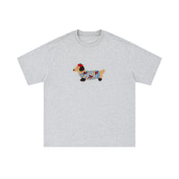 Sausage Dog Flocking Embroidery Short Sleeve T-Shirt Unisex