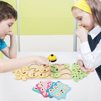 Wooden children's early education fun expression egg matching game, battle training interactive puzzle toy