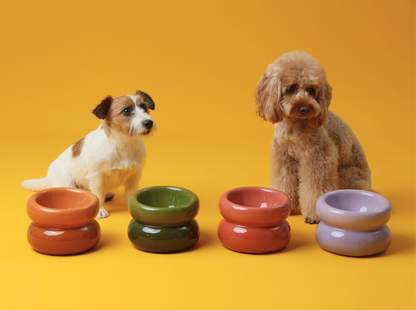 Ergonomic Imperial Purple Ceramic Pet Bowl for Cats and Dogs