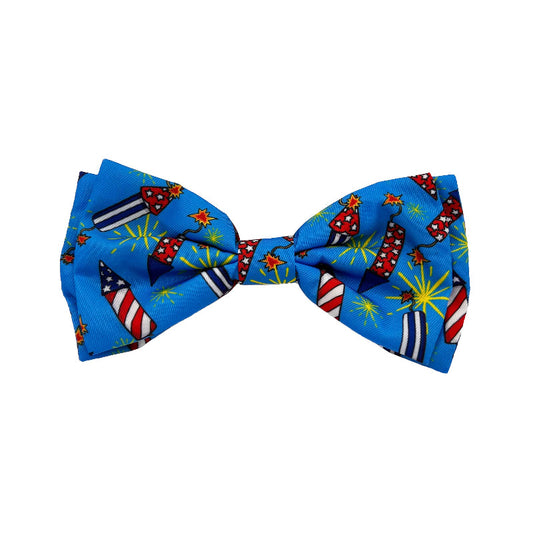 Firecrackers Blue Pet Bow Tie - 2 Sizes