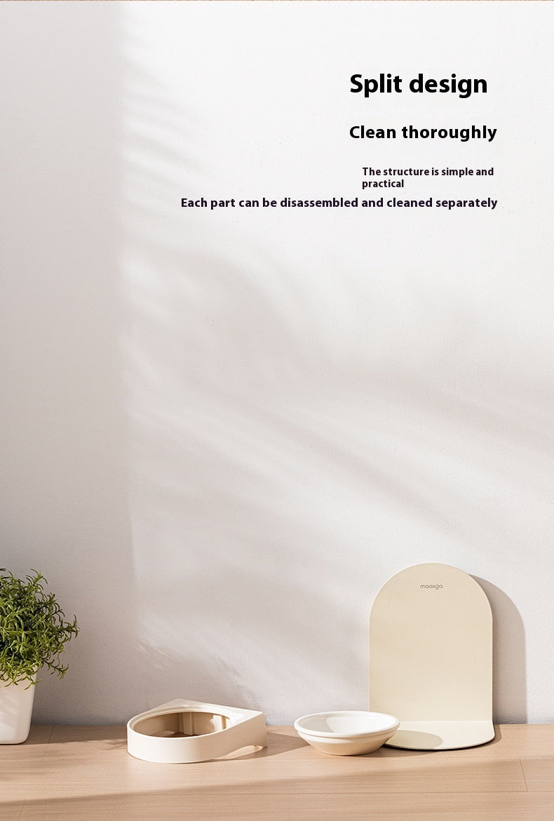 Pet Ceramic Cat Bowl With High Foot And Slanted Mouth For