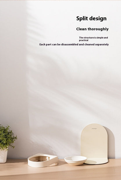 Pet Ceramic Cat Bowl With High Foot And Slanted Mouth For