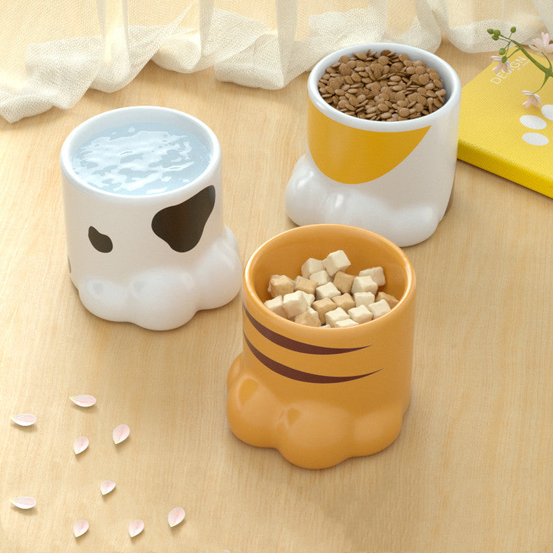 Cat Bowl Ceramic High Foot Protection Cervical Spine Large