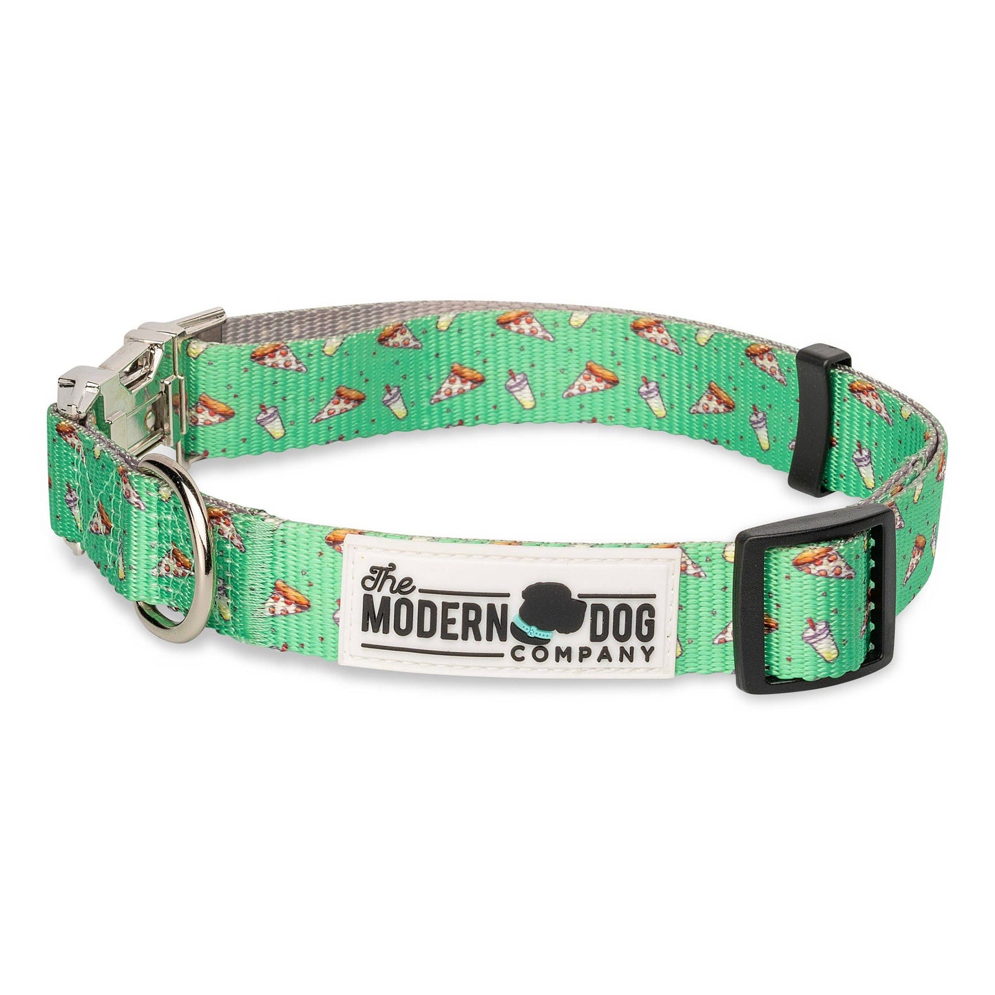 Dog Collar Pizza Party Print Adjustable Metal Buckles