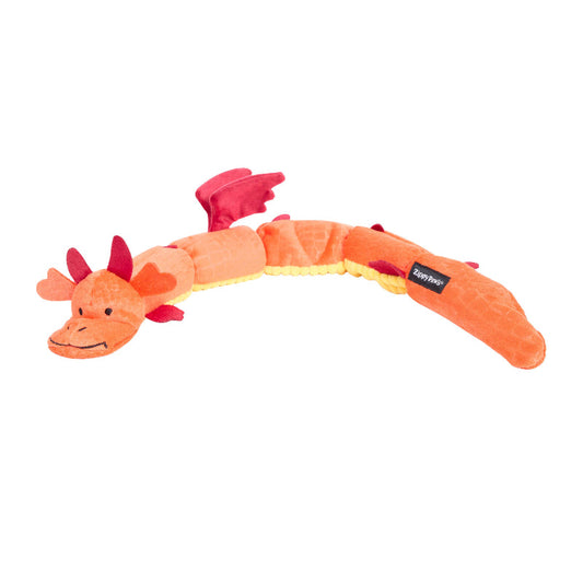 Red Zippy Dragonz Long Squeaky Plush Dog Toy