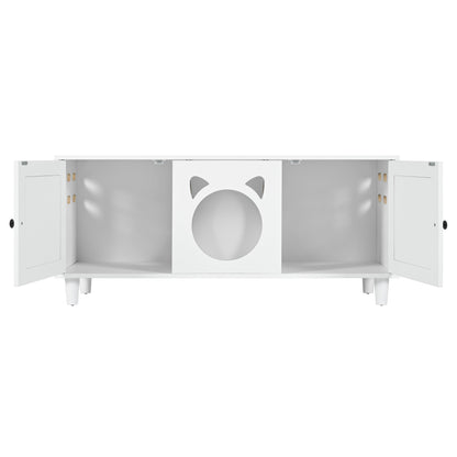 Furniture Style Cat Cabinet Cream White Cat Litter Box