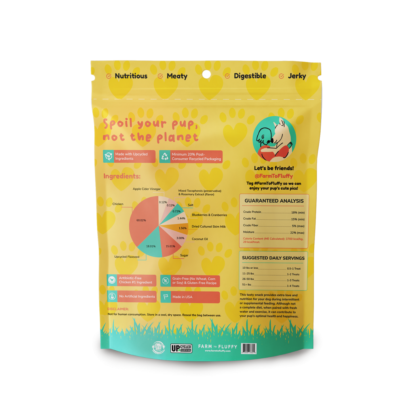 Farm To Fluffy Chicken Dog Treats, Antibiotic Free, Sustainable Bag - 5 oz