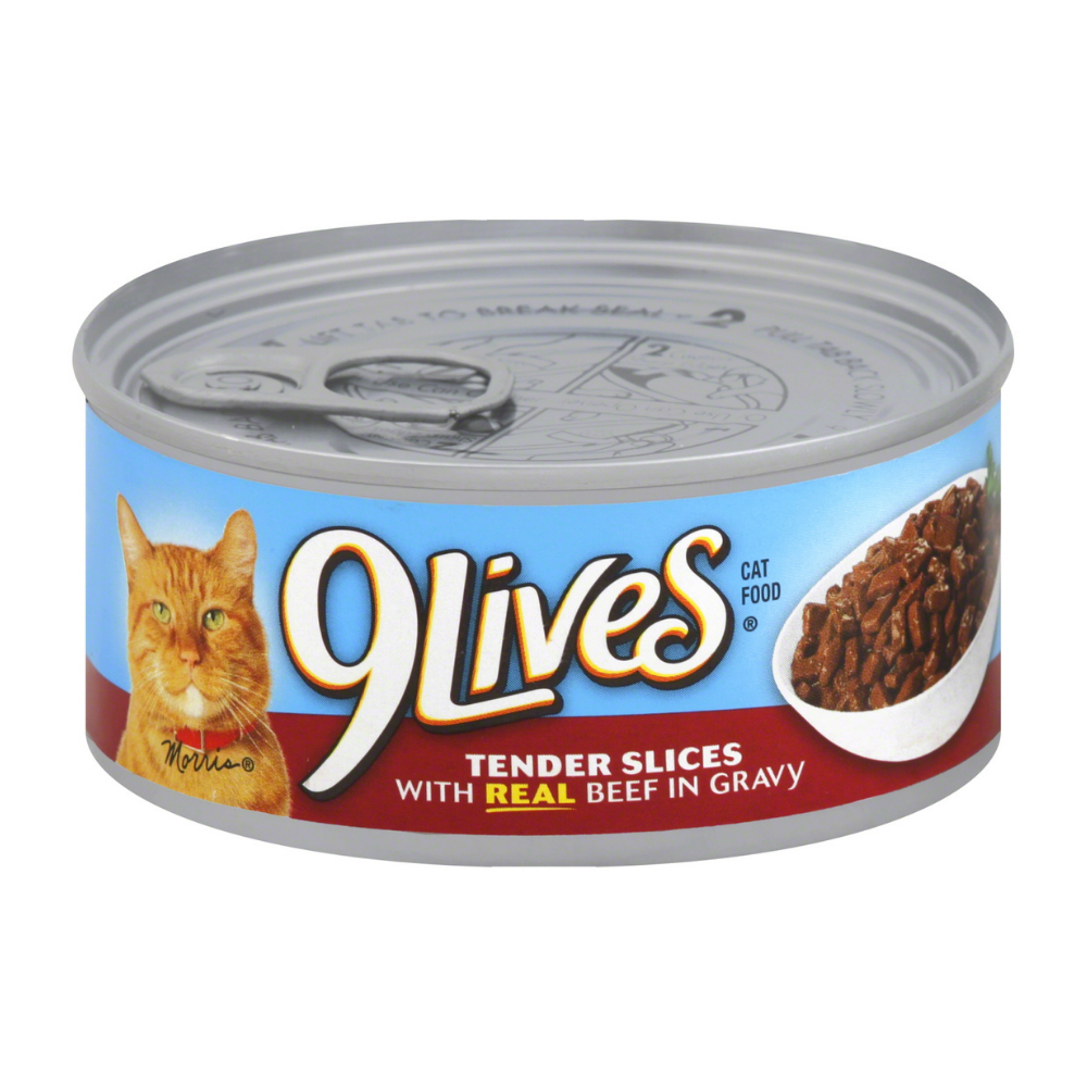 9Lives Wet Cat Food in Gravy with Tender Slices of Real Beef, premium gravy cat food for picky eaters