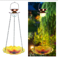 Solar Hanging Bird Bath for Outdoors 24 inch Glass Bird