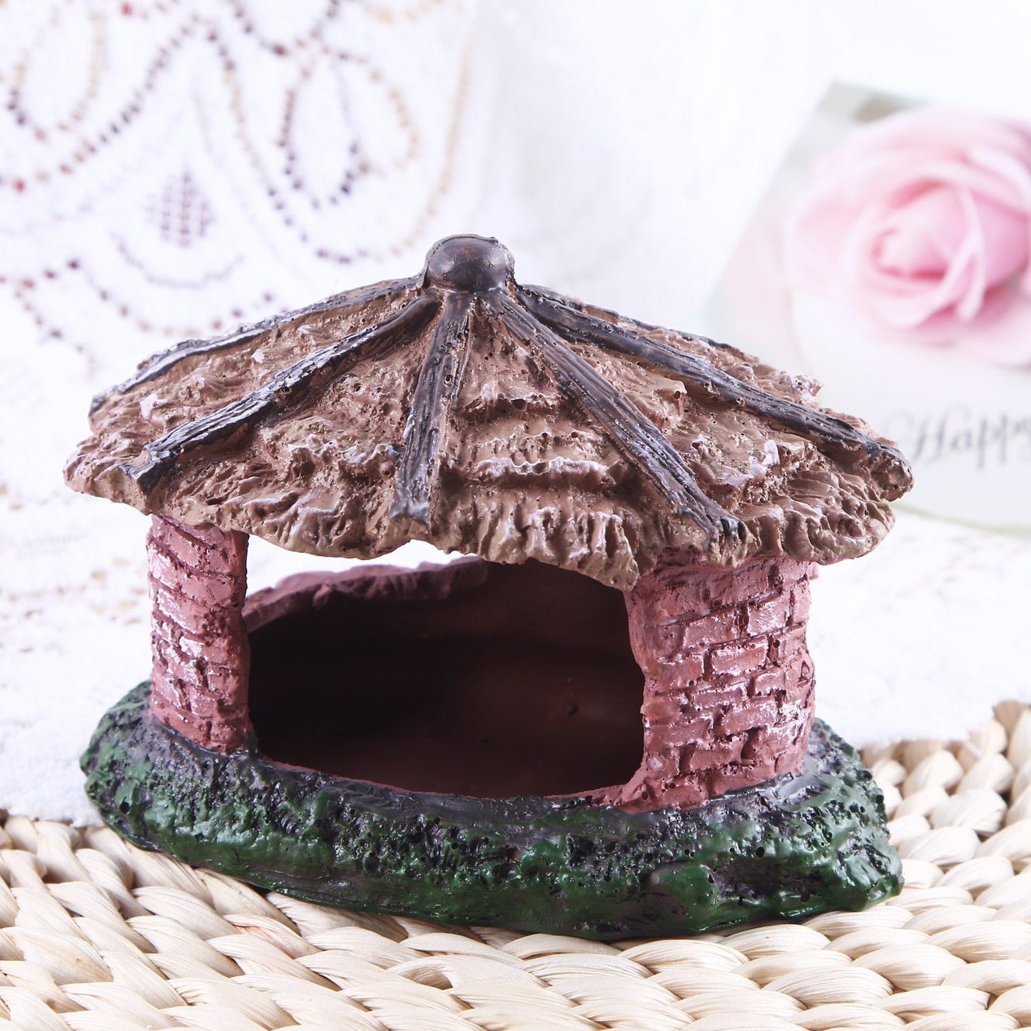 Water grass landscaping fish tank skull reptile pet shelter resin ornaments