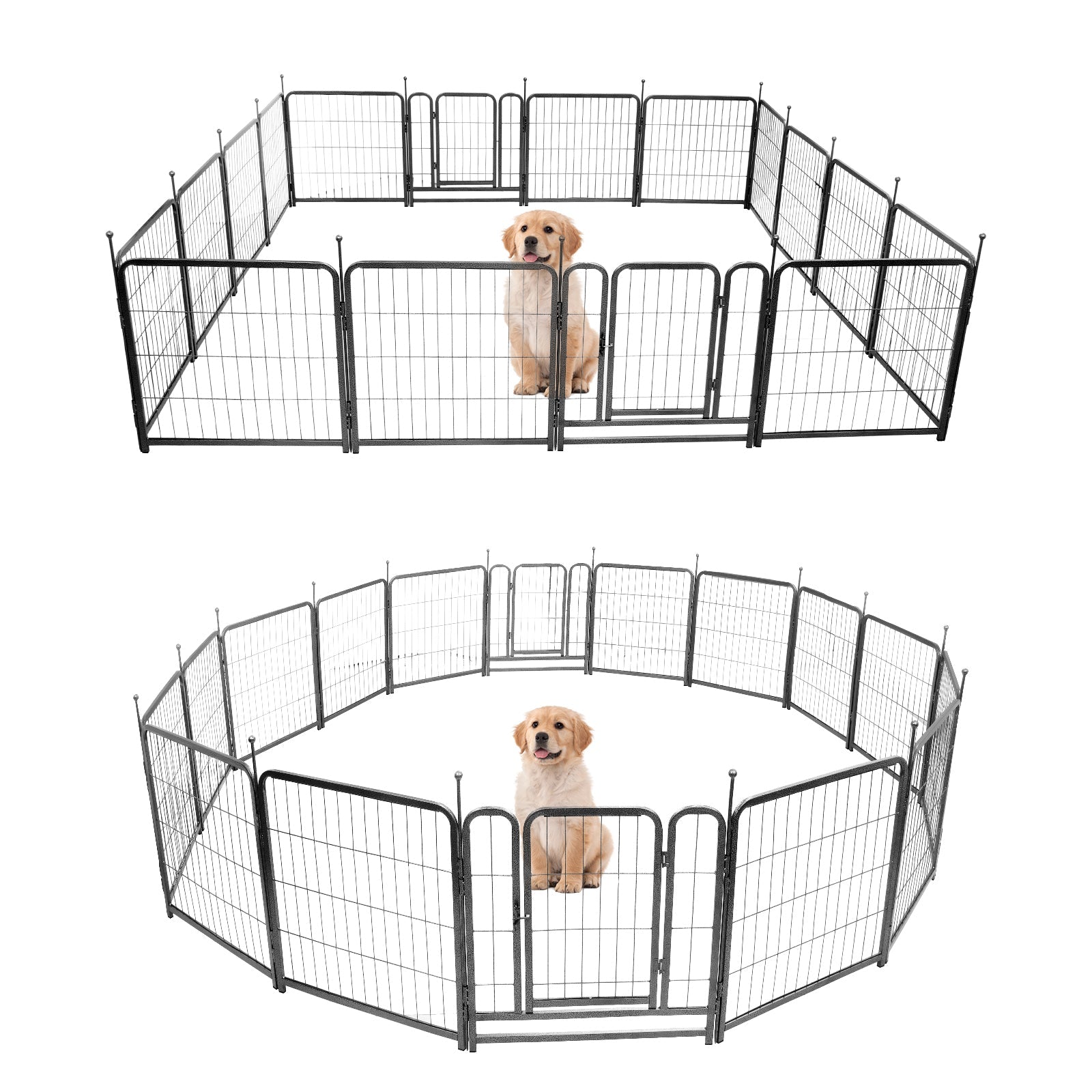 16 Panels Dog Playpen for outdoor,yard,camping,24"Height dog fence with 2 doors. - Purrfect Pet Kingdom