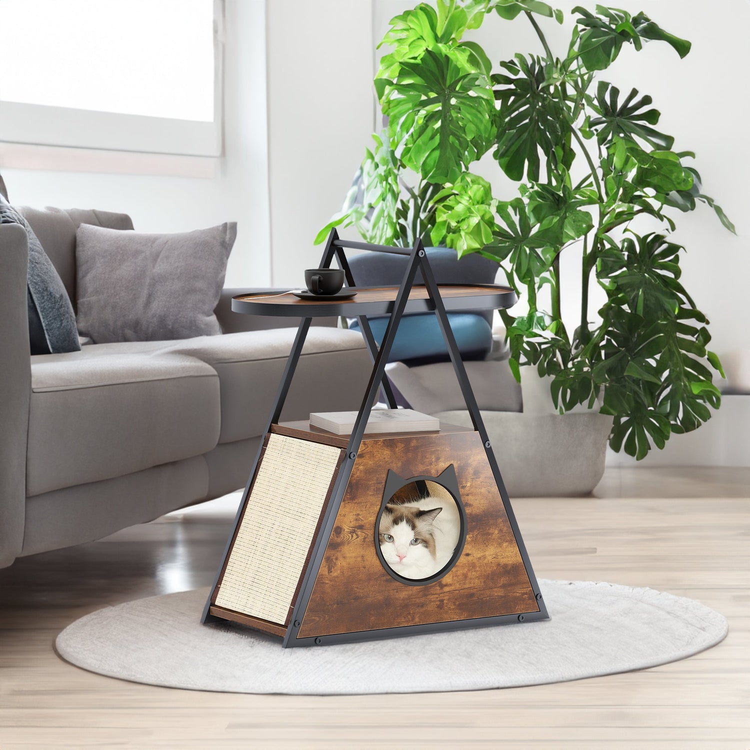 Cat house,end table.Wood cat condo black vintage pet furniture - Purrfect Pet Kingdom
