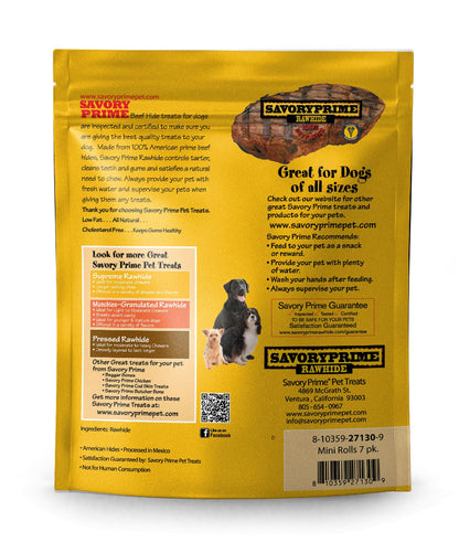 Dog Treats Rawhide - Savory Prime Mini Retriever Rolls 7pk 🦴