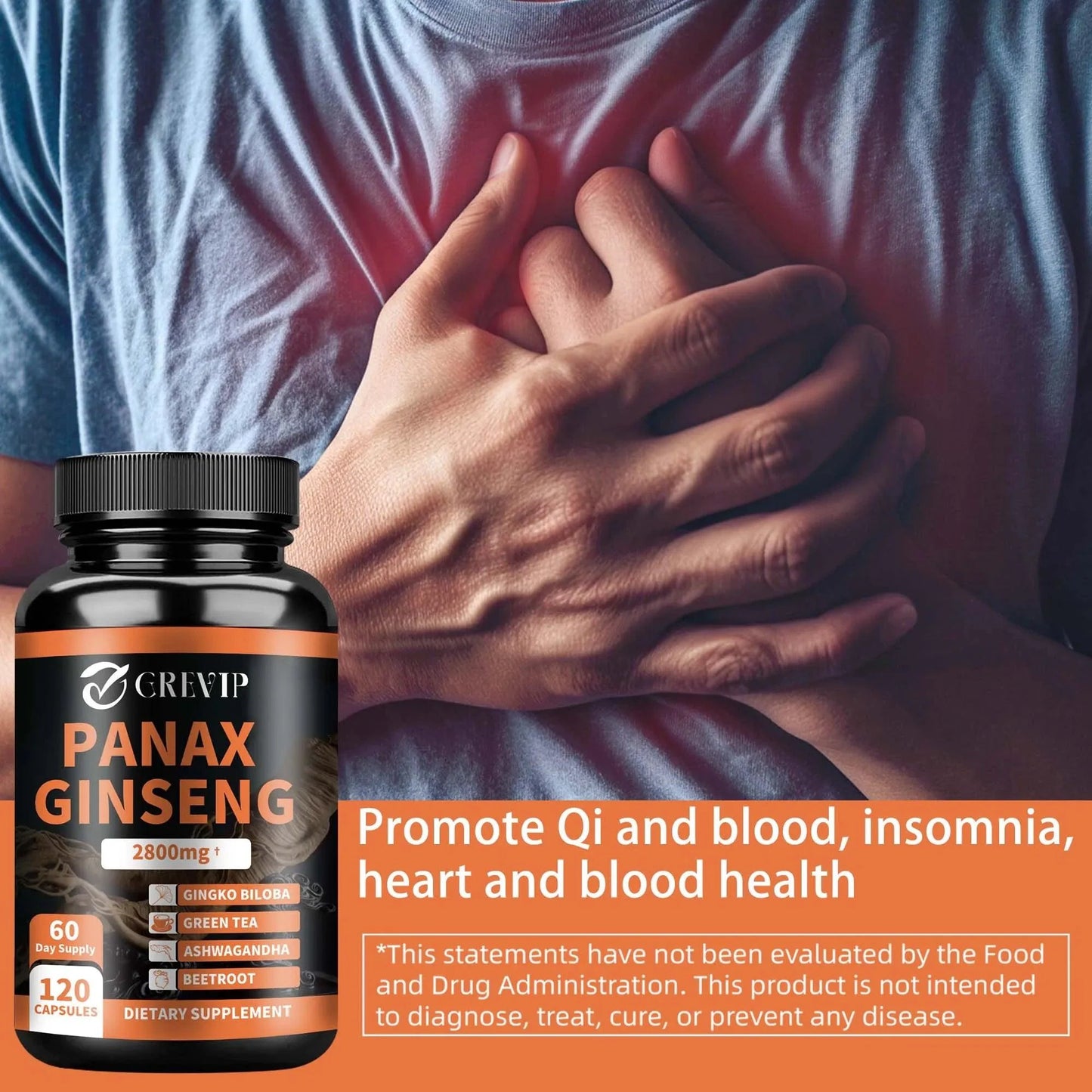 Panax Ginseng Supplement - Improve Memory and Concentration, Enhance Energy Endurance - 120 Capsules