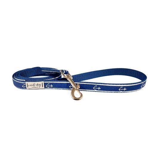 Anchors Away Nautical Ribbon Dog Leash