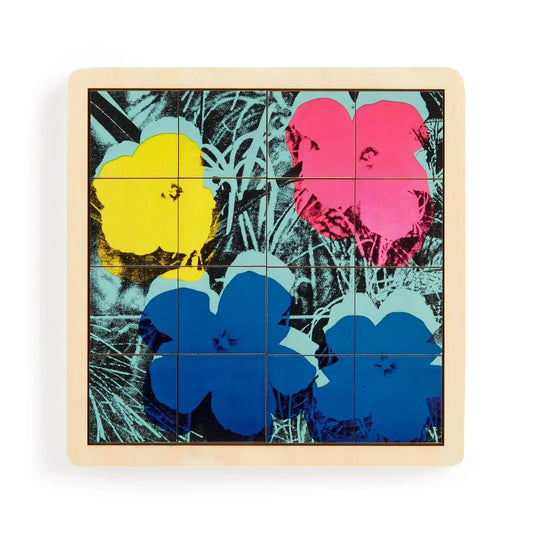 Andy Warhol Flowers 2-in-1 Sliding Wood Puzzle Galison