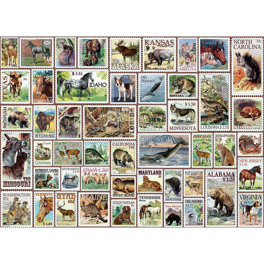 Animals of North America Vintage Stamps 500 Piece Jigsaw Puzzle Eurographics