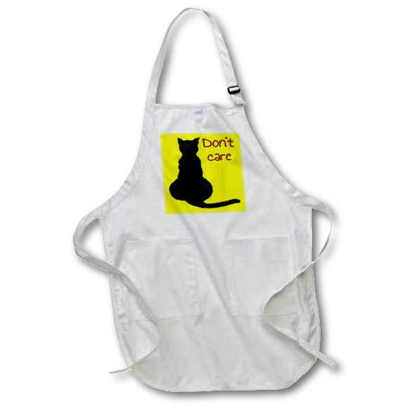 Apron - Dont Care Selfish Black Cat Cartoon Vector Isolated On Yellow Vector Art - Cat Silhouette