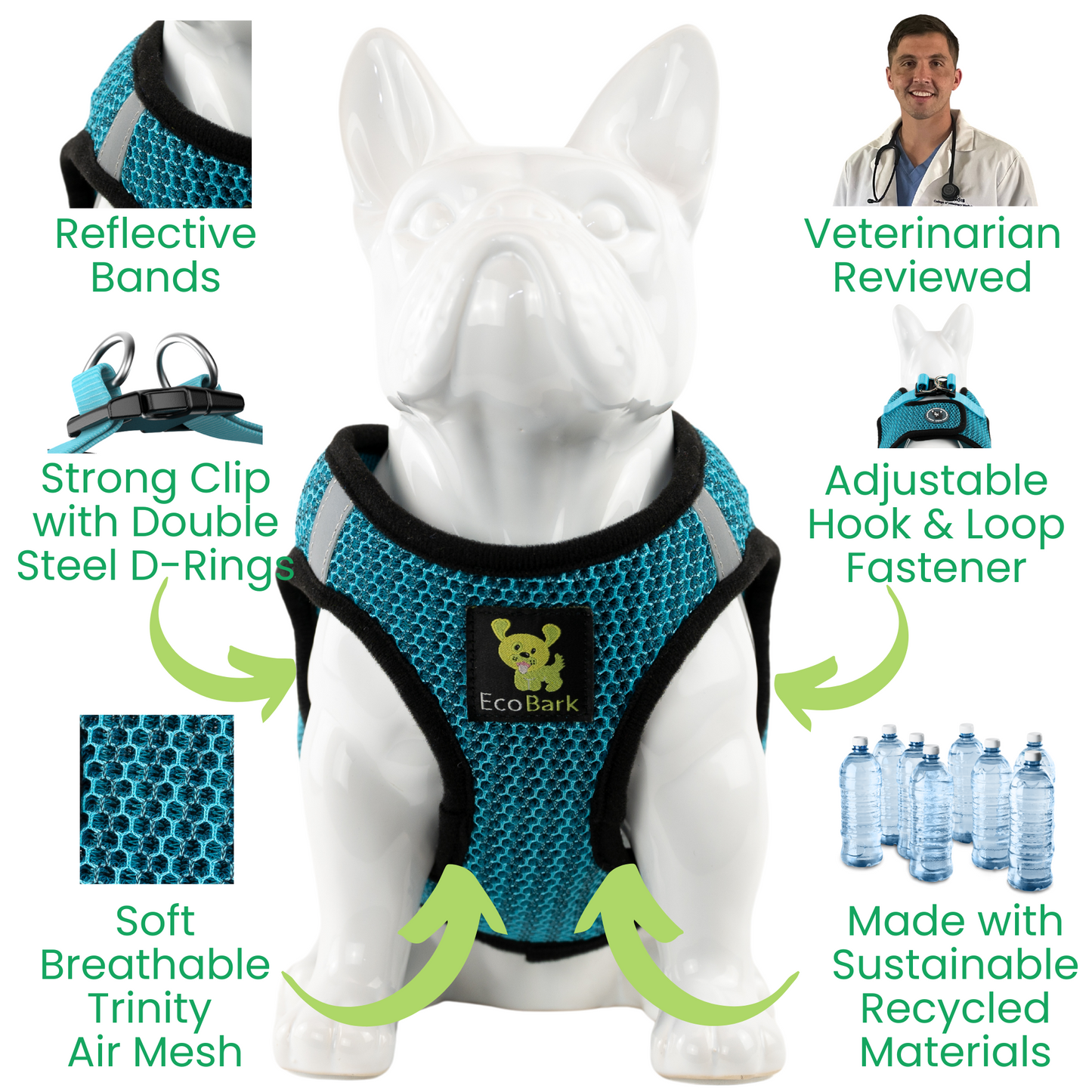 Dog Harness EcoBark Step In Harness XXXS to Small Breeds- - close up product image for dog harness