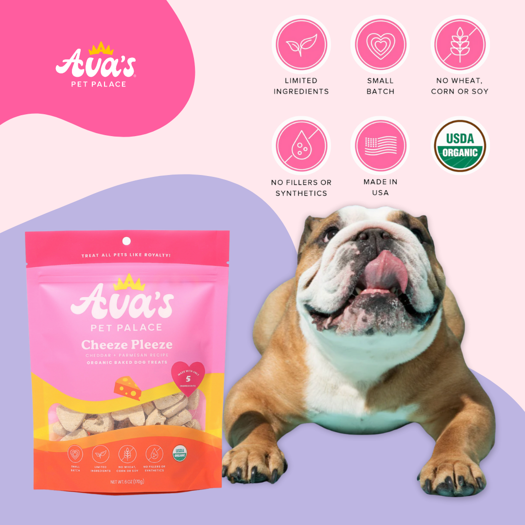 Ava's Pet Palace Organic Baked Dog Treats Bag - Cheeze Pleeze