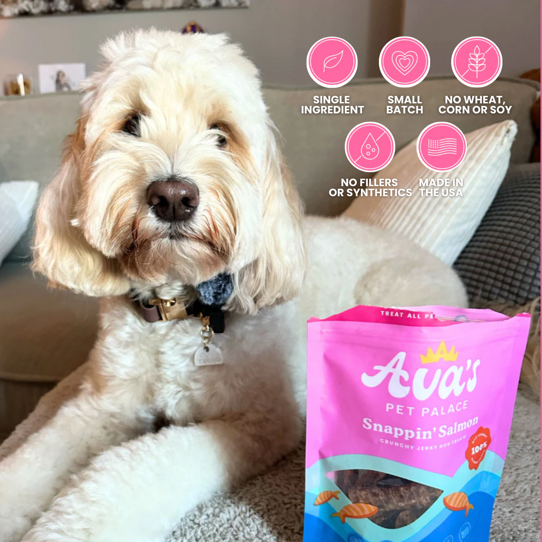 Ava's Pet Palace Crunchy Jerky Dog Treats Bag - Snappin' Salmon
