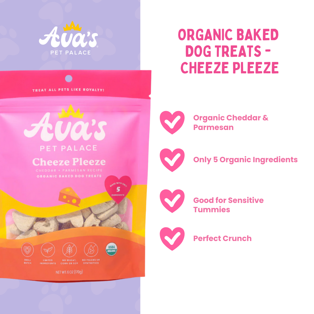 Ava's Pet Palace Organic Baked Dog Treats Bag - Cheeze Pleeze