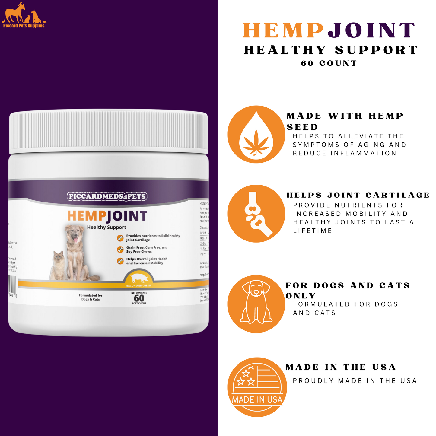 Joint Health-Hemp + MSM Joint Support Chews for Dogs & Cats 60ct