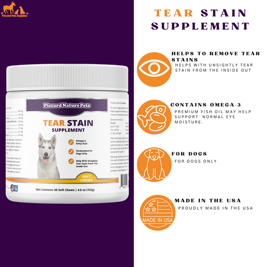 PiccardNaturePets Tear Stain Supplement with Lutein for Dogs