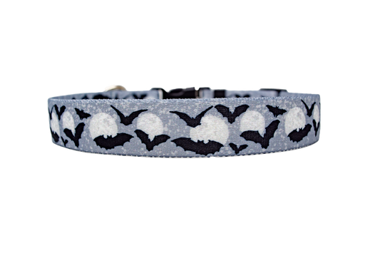Moon Black and White with Bats Dog Collar