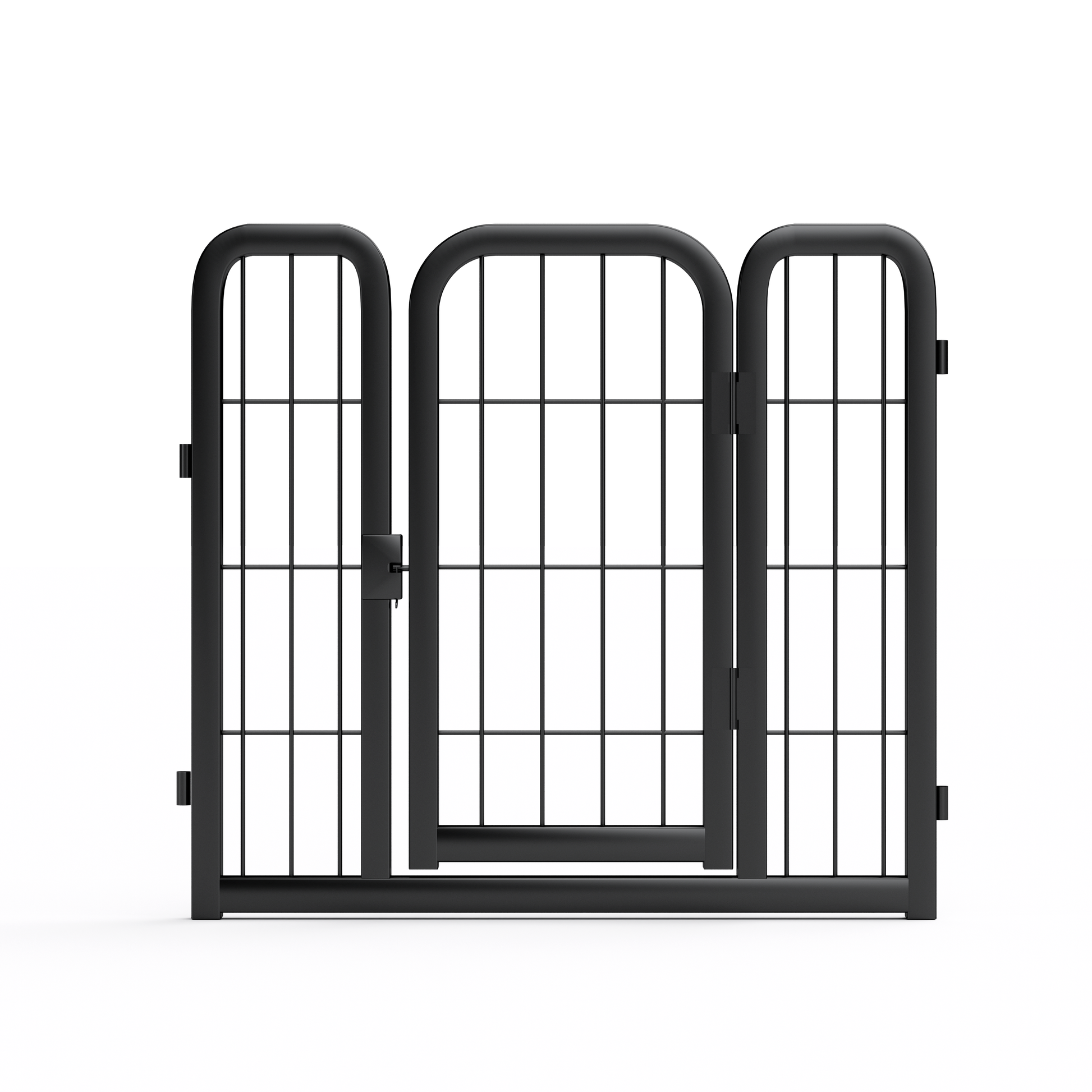 8-panel dog fence, 24 inch small dog pet fence, portable indoor pet game fence. Black, 22.2 inches wide x 23.6 inches high. - Purrfect Pet Kingdom