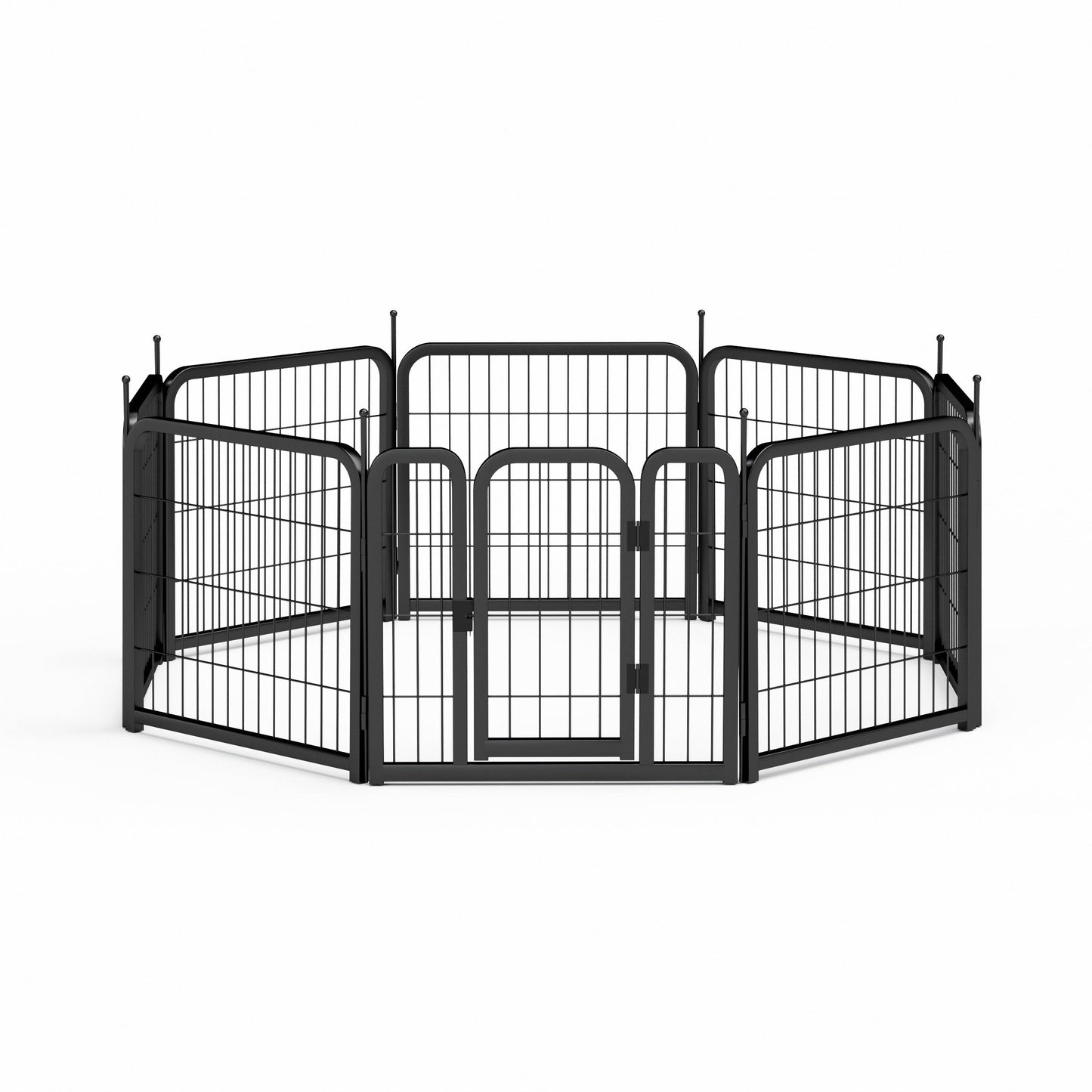 8-panel dog fence, 24 inch small dog pet fence, portable indoor pet game fence. Black, 22.2 inches wide x 23.6 inches high. - Purrfect Pet Kingdom