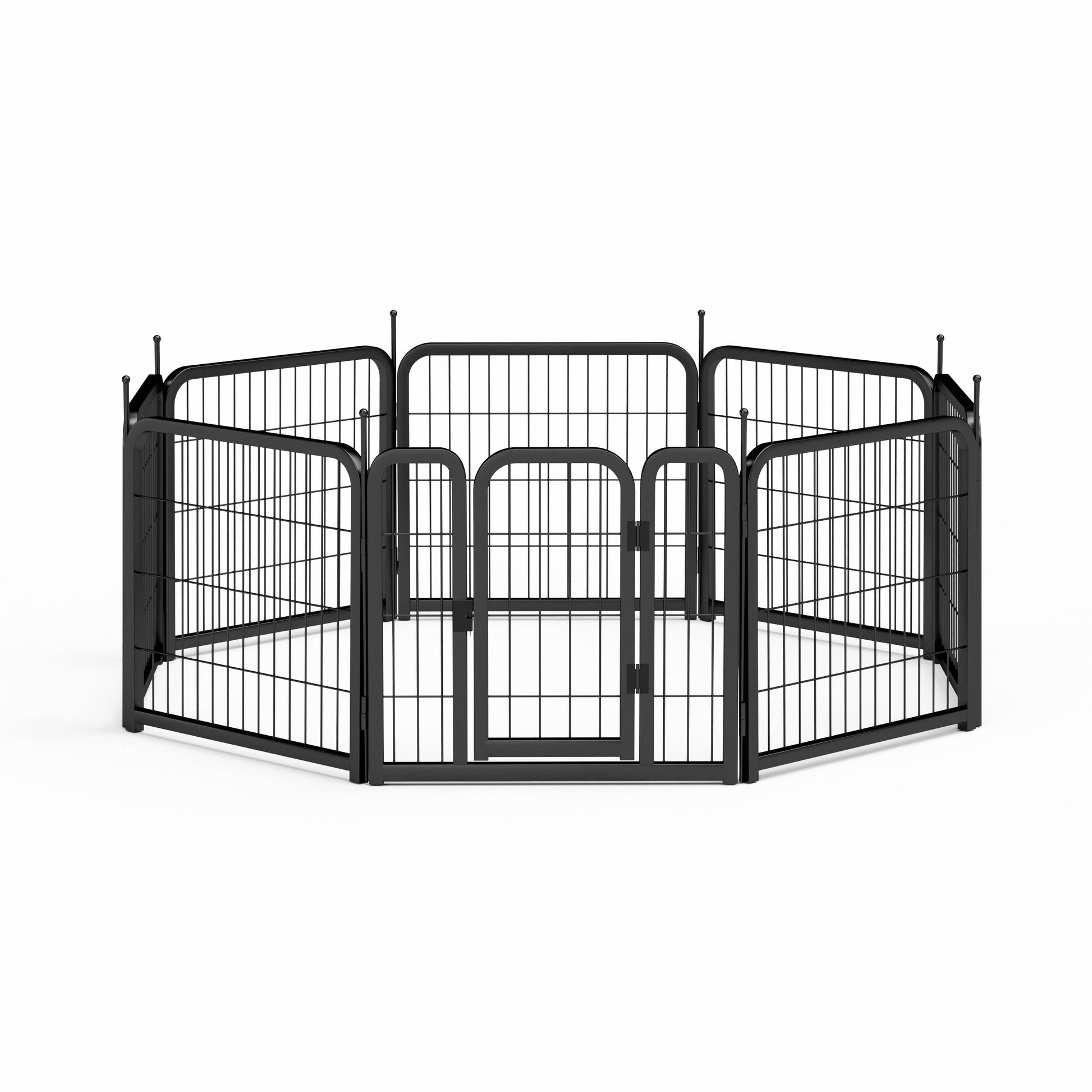 8-panel dog fence, 24 inch small dog pet fence, portable indoor pet game fence. Black, 22.2 inches wide x 23.6 inches high. - Purrfect Pet Kingdom
