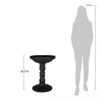 Outdoor Garden Fiberglass Bird Bath in Black Charcoal Stone