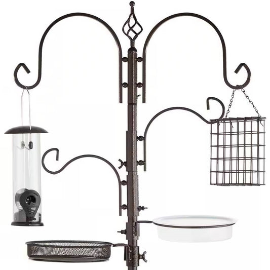 Bird Feeder Set – Bronze Metal Stand with Suet & Water Bowl