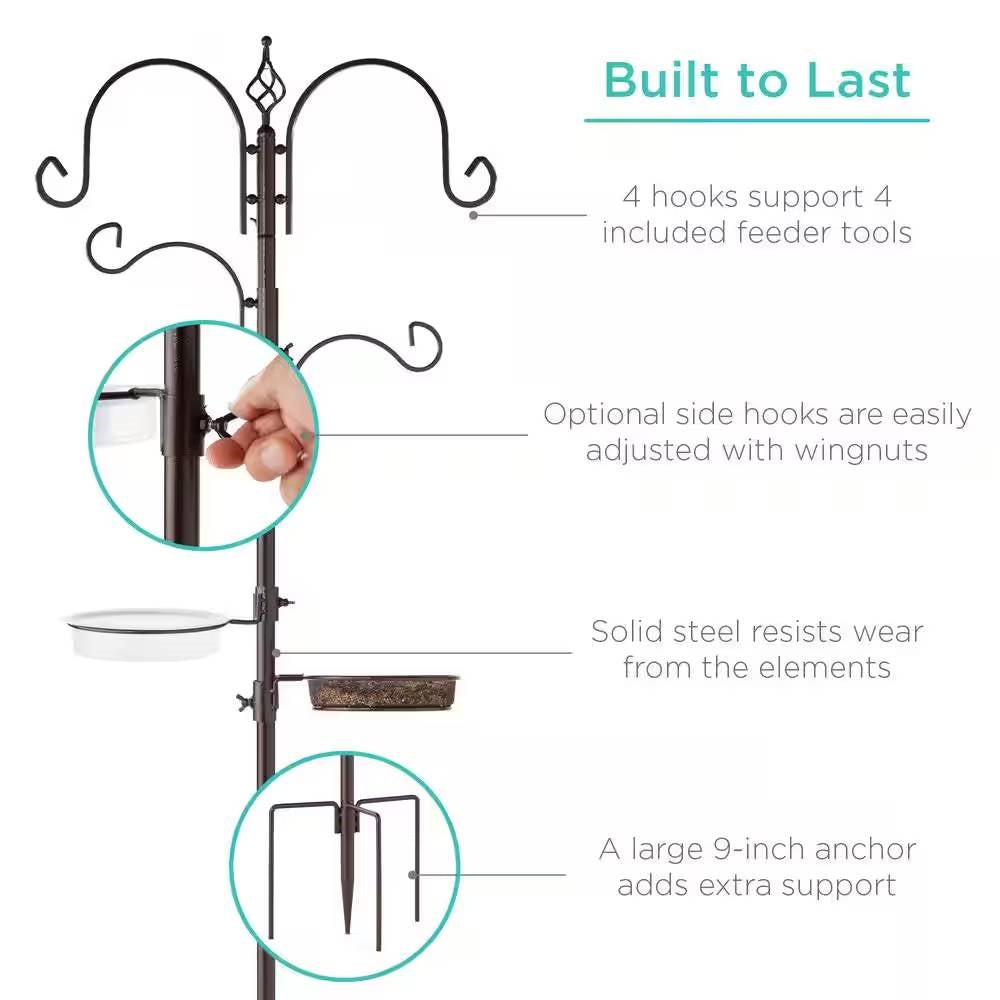 Bird Feeder Set – Bronze Metal Stand with Suet & Water Bowl
