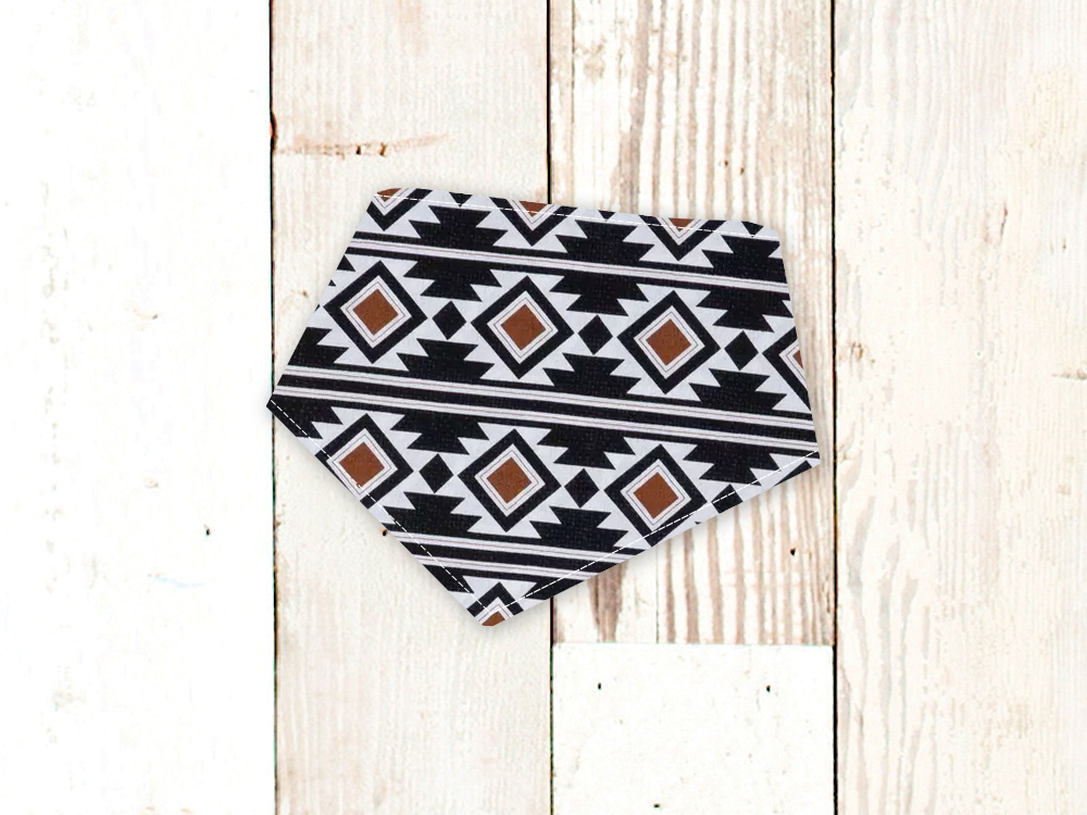 Dog Bandana Black White Aztec Tribal Pet Scarf