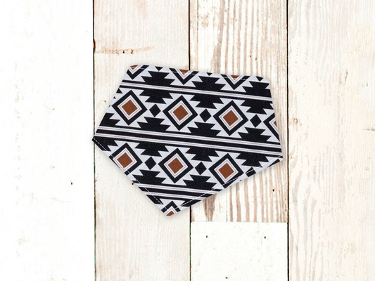 Dog Bandana Black White Aztec Tribal Pet Scarf