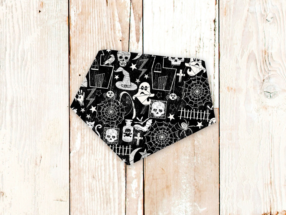 Dog Bandana - B&W Halloween