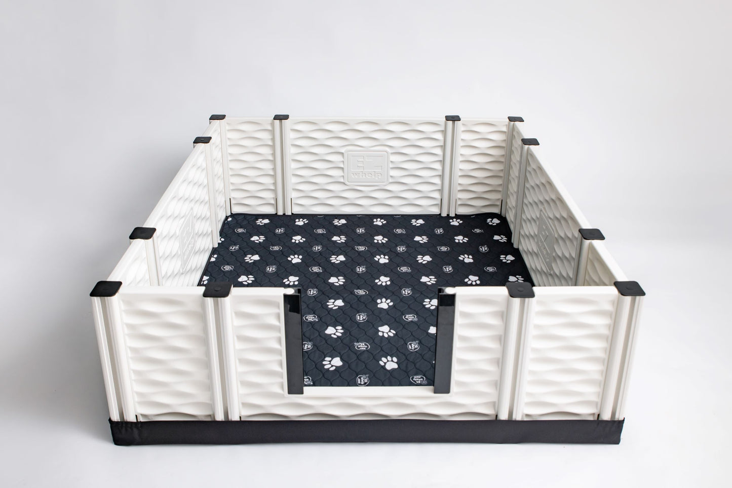 Black & White Slip Resistant Paw Print Pad/Mat, 2 Pack - Dog Crate Blanket - EZwhelp