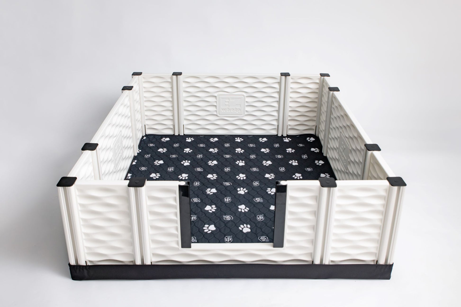 Black & White Slip Resistant Paw Print Pad/Mat, 2 Pack - Dog Crate Blanket - EZwhelp