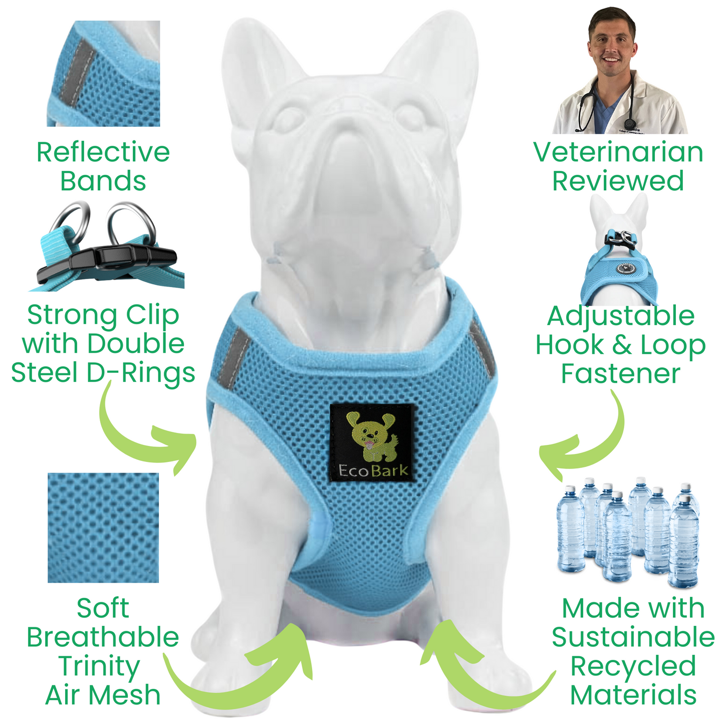 Dog Harness EcoBark Step In Harness XXXS to Small Breeds- - close up product image for dog harness