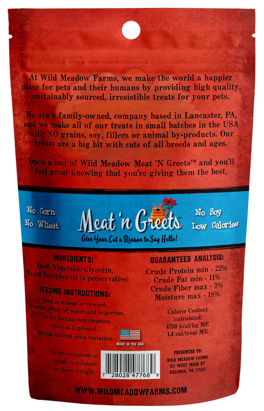 Wild Meadow Farms Meat N Greets Beef 2Oz cat treats Premium